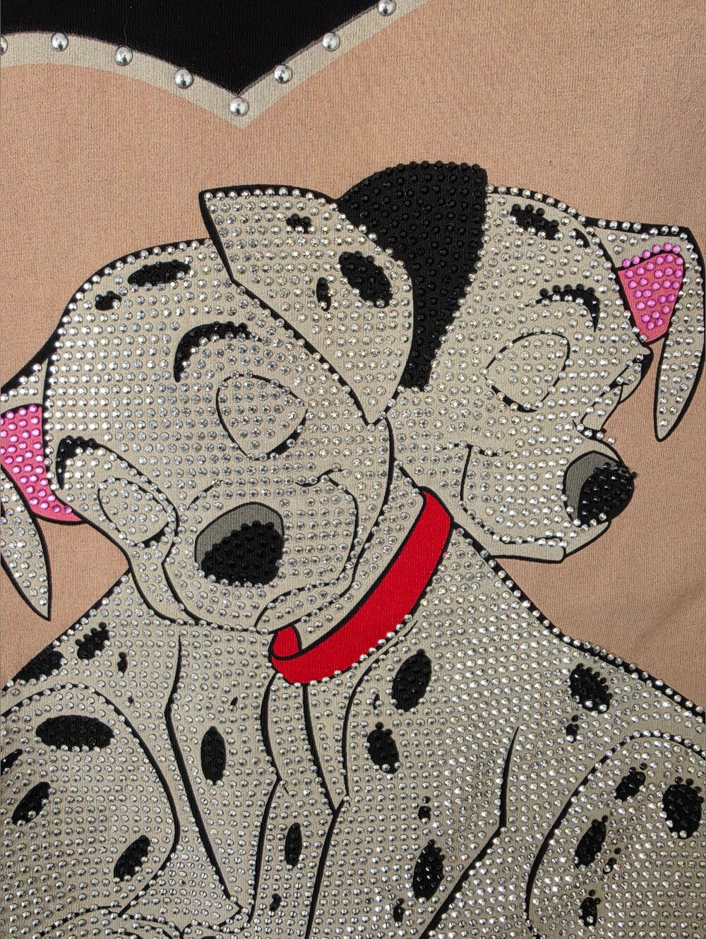 Dalmatian Rhinestone Graphic Tee Black Heart NWT Women's M VINIZBENA - Picture 4 of 9